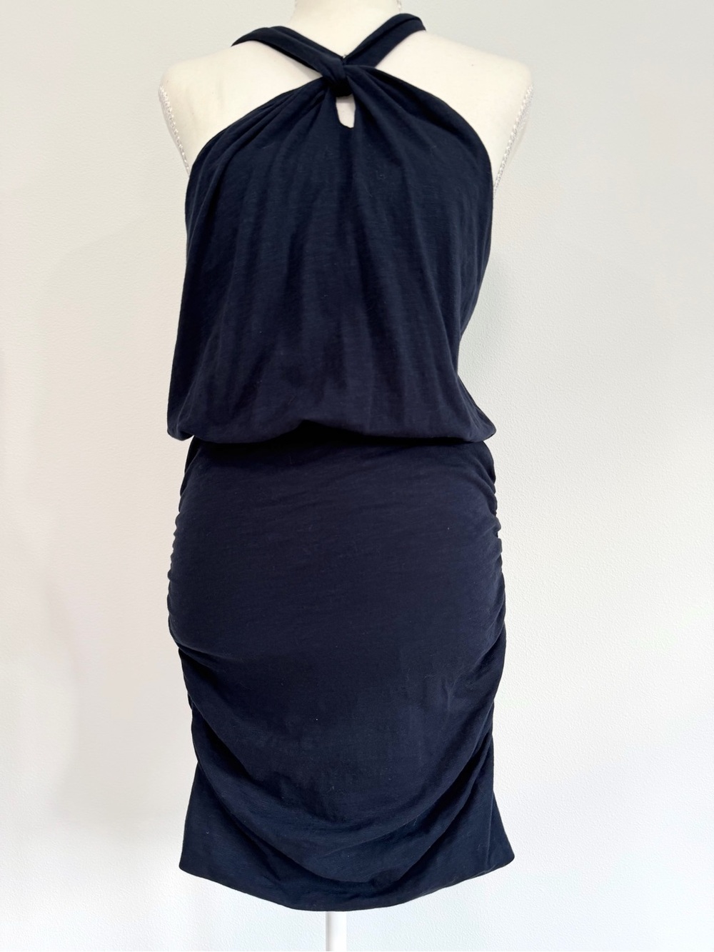 Sundry Halter Twist Mini Dress Navy Minimalist Ruched Bodycon Dress Size S